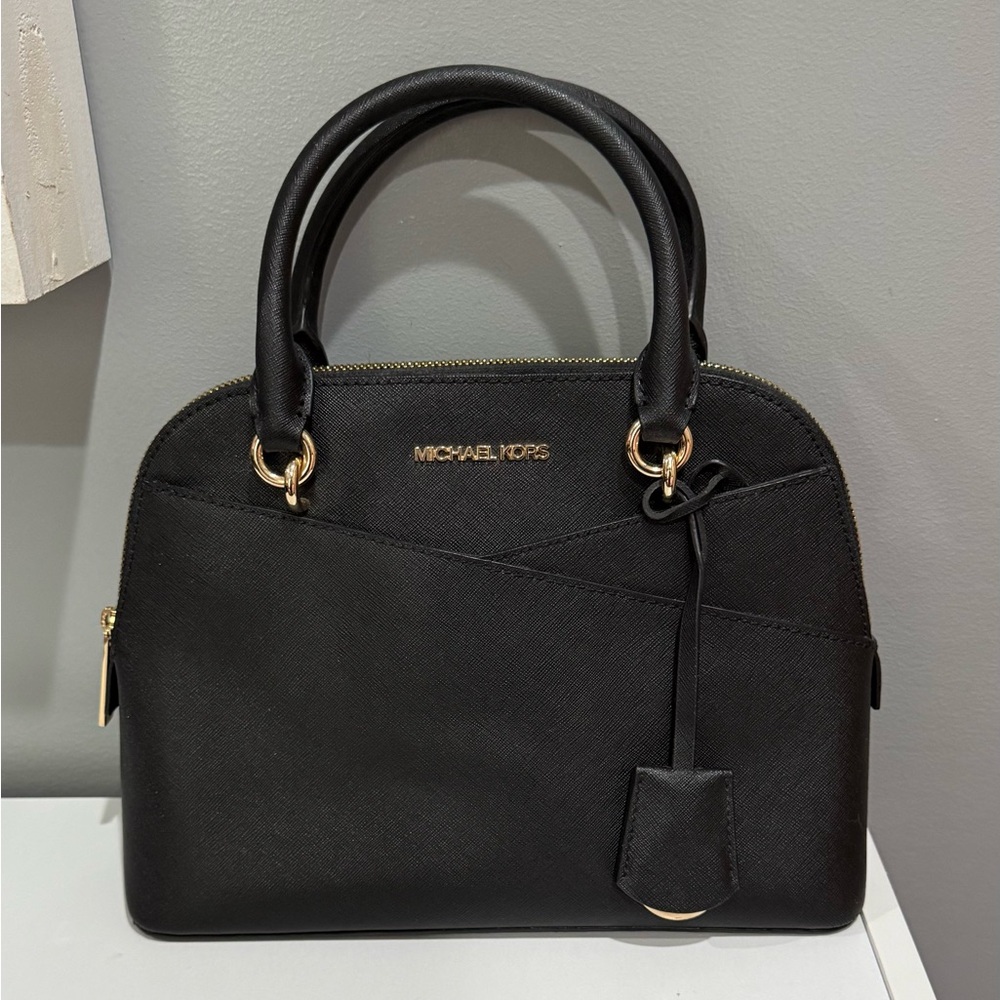 Michael Kors jet set dome Black Satchel with Gold Accents